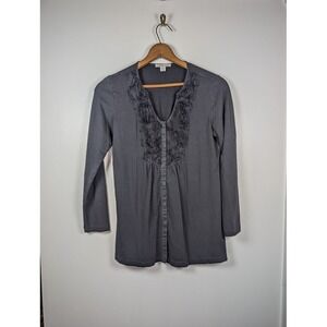 Coldwater Creek Top Small Ruffle Pullover Knit Lightweight Goth Witchy Fairy